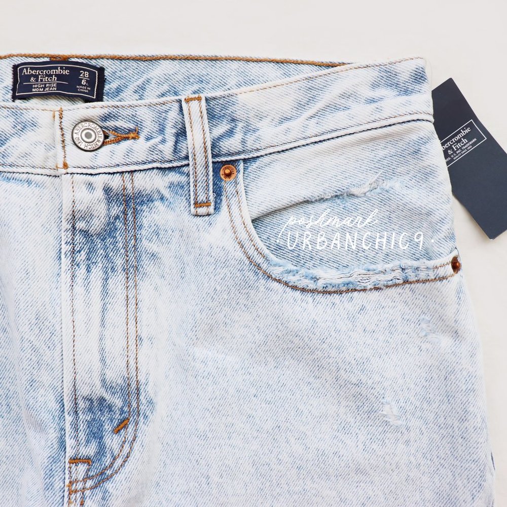 SOLD ABERCROMBIE High Rise Mom Jean Acid 28L - Picture 8 of 16